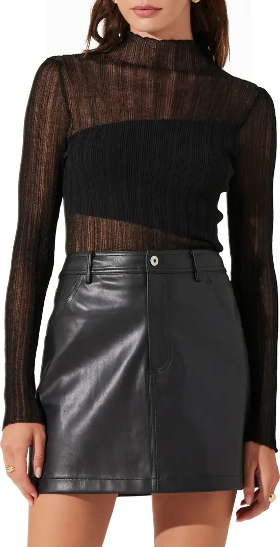 ASTR the Label Metallic Contrast Funnel Neck Sweater | Nordstrom | Nordstrom