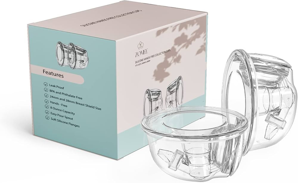 Zomee Wearable Two Silicone Hands Free Collection Cups, Holds up to 8 oz., 24mm and 28mm Soft Sil... | Amazon (US)