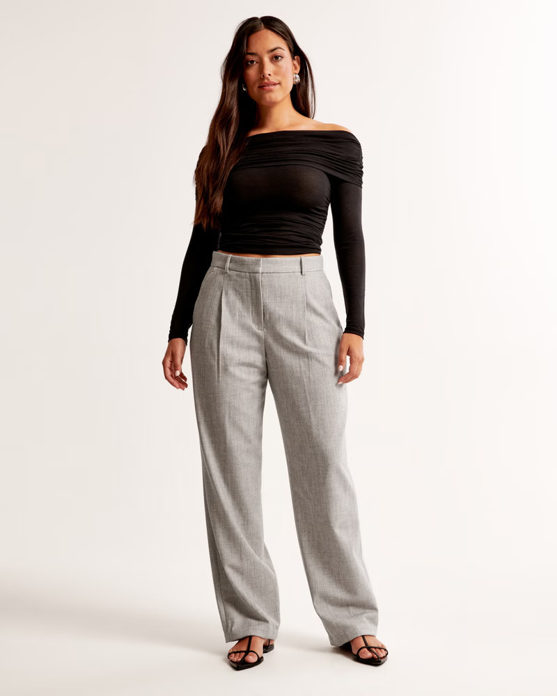 Curve Love A&F Quinn Tailored Straight Pant | Abercrombie & Fitch (US)