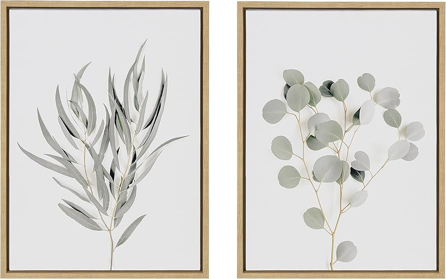 Kate and Laurel Sylvie Neutral Botanical Prints 1 and 2 Framed Canvas Wall Art by The Creative Bu... | Amazon (US)