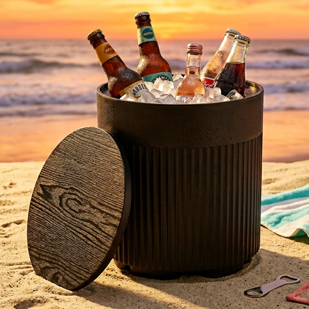 3-in-1 Outdoor Cooler Side Table with Storage \u2013 Patio, Poolside, Deck | Wayfair North America