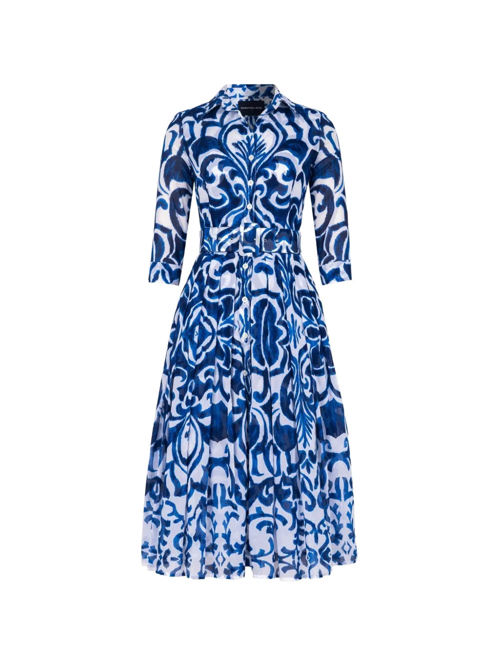Samantha Sung Audrey tile-print Midi Dress | Blue | FARFETCH | Farfetch Global