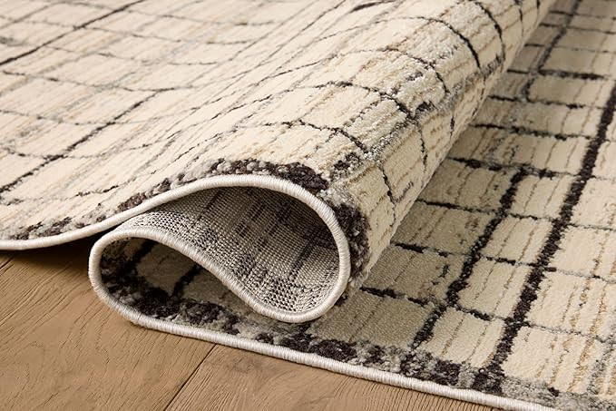 Loloi Jeremiah Brent Bleecker Collection BLE-01 Ivory/Charcoal 6'-7" x 9'-3" Area Rug | Amazon (US)