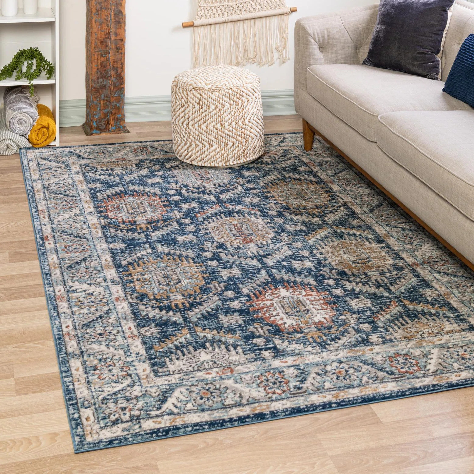 Weingartner Oriental Blue/Off-White/Light Brown Area Rug | Wayfair North America