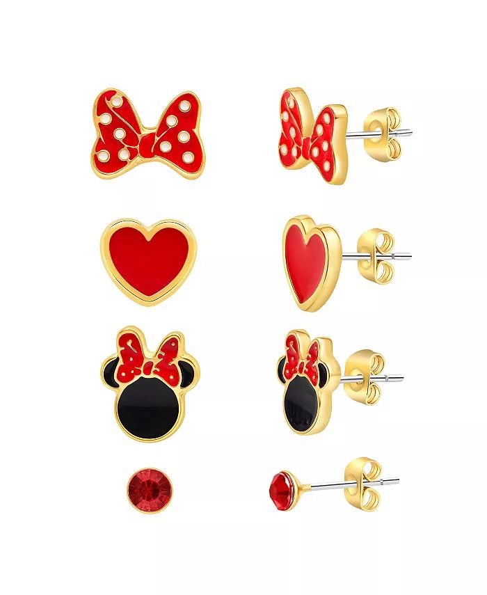 Disney Minnie Mouse Classic Fashion Stud Earring - Classic Minnie, Red/Gold - 4 pairs - Macy's | Macy's
