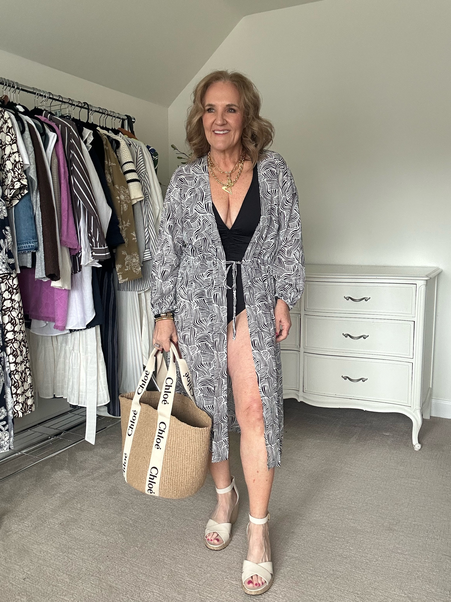Bathing suit season. Yes, you deserve a cute suit coverup and bag!!! I’m wearing a medium love the kimono style coverup. 

My bag is so fabulous. Gives me the confidence to walk tall in my suit. 😂 it came in 3 days from Italy. You can trust ordering it at a significant discount. 

Resort wear spring break vacation swim outfit Chloe bag 

#LTKFindsUnder100 #LTKOver40 #LTKSwim