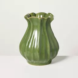 9" Pleated Ceramic Vase Green - Hearth & Hand\u2122 with Magnolia | Target