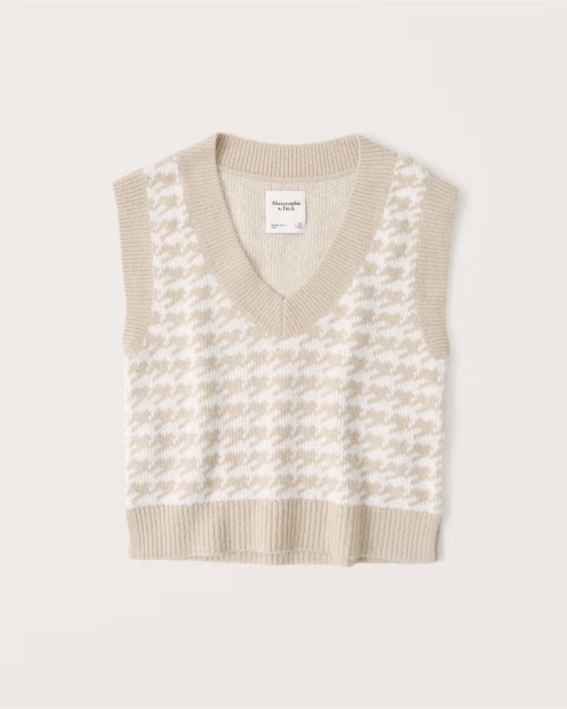 Cropped Fuzzy V-Neck Sweater Vest | Abercrombie & Fitch (US)