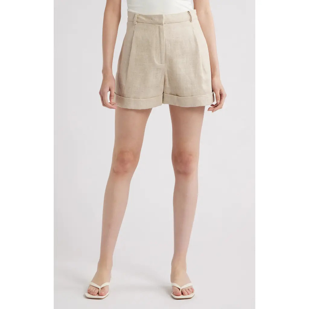 Faithfull the Brand Hardy Cuffed Linen Shorts in Natural at Nordstrom Rack, Size Small | Nordstrom Rack