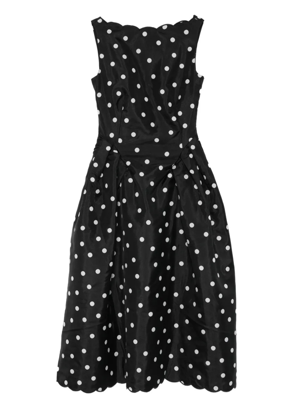 Stine Goya polka-dot Scalloped Midi Dress | Black | FARFETCH | Farfetch Global