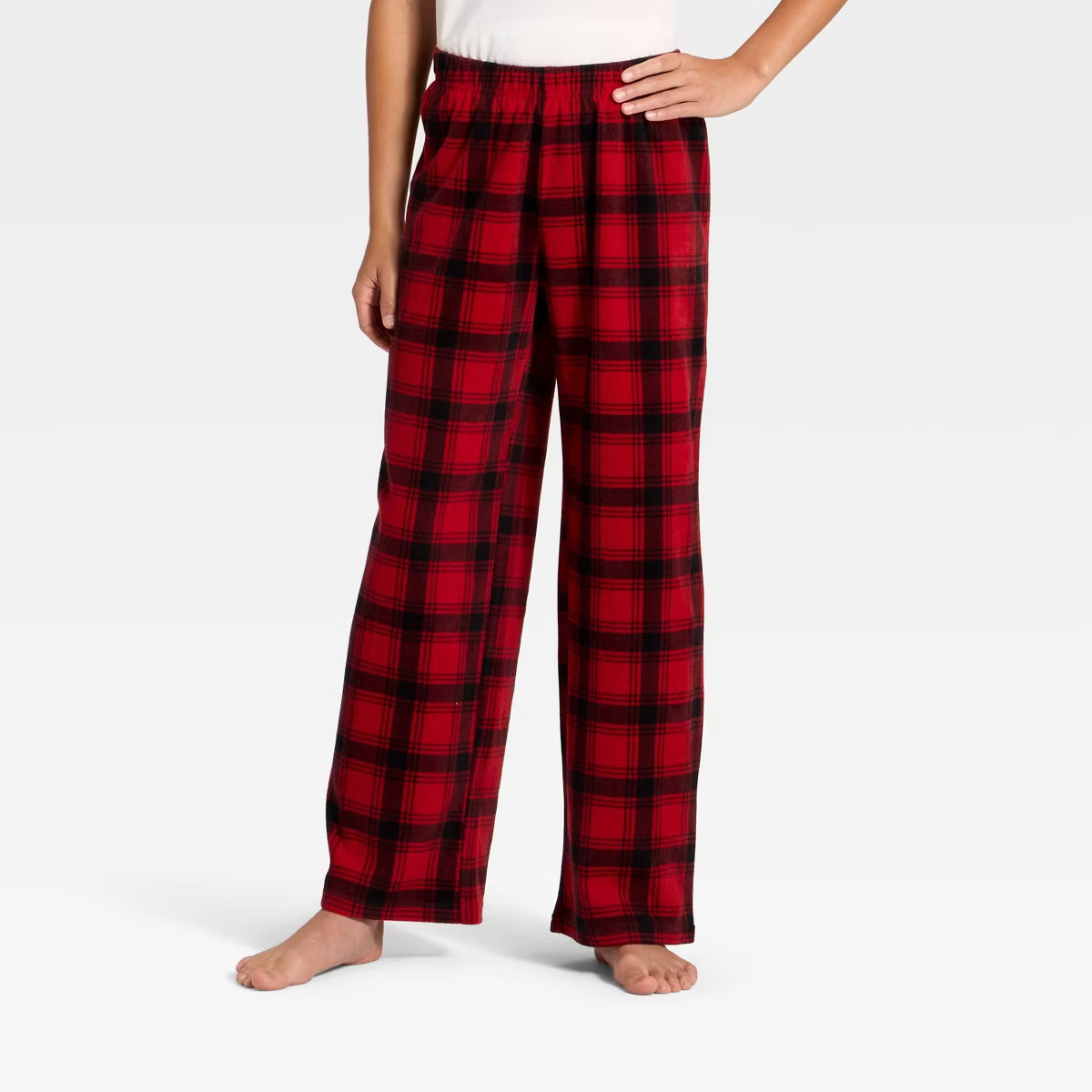 Kids' Plaid Microfleece Holiday Matching Family Pajama Pants - Wondershop™ Red/Black | Target