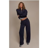 Navy Cotton Fleece Straight Leg Sweatpants | PrettyLittleThing US