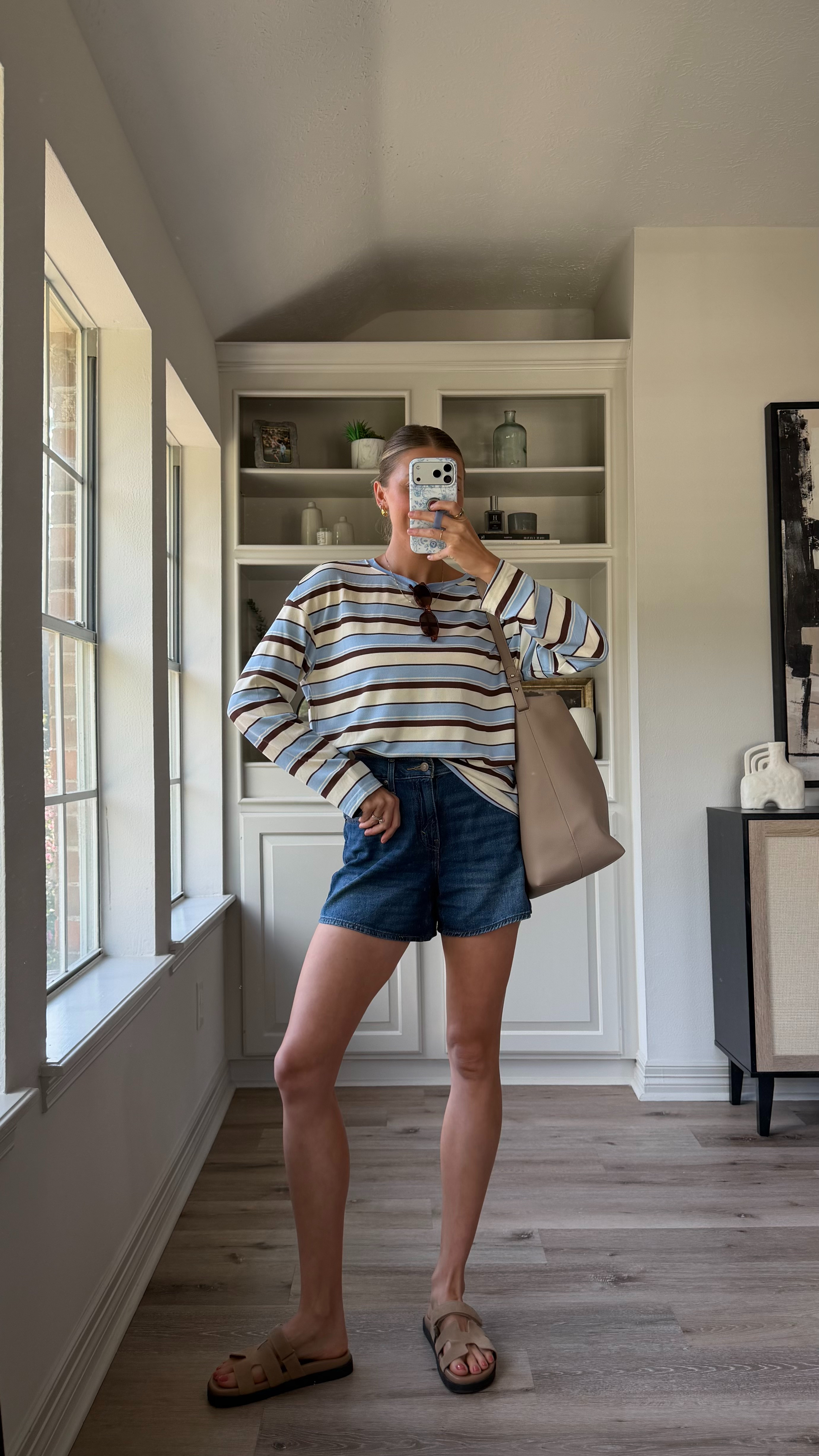New favorite fall layering long sleeve! Small in tee, 26 in denim shorts!  

 #LTKootd #LTKmomlife