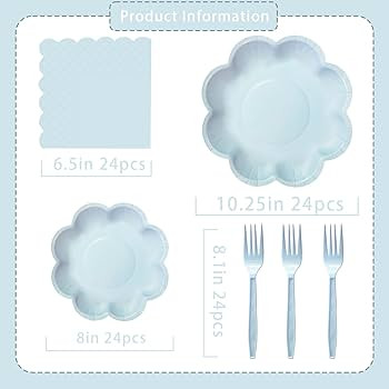 96Pcs Blue Paper Plates Set,Disposable Scalloped Party Plates & Napkins Tableware Set for 24 Gues... | Amazon (US)