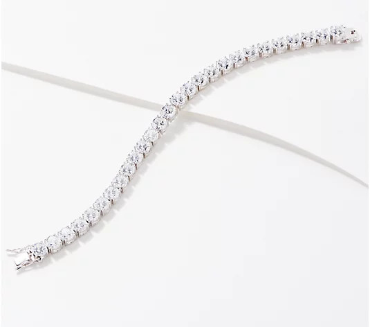 Diamonique 100 Facet 4mm Tennis Bracelet Sterling Silver - QVC.com | QVC