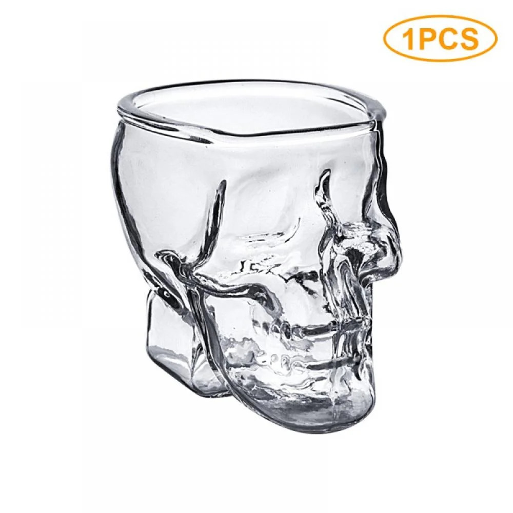 Skull Shaped Clear Glass Novelty 2.8 Oz Shot Glasses Decorative Halloween Drinkware | Walmart (US)
