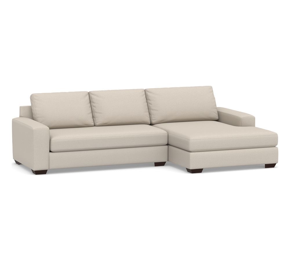 Big Sur Square Arm Upholstered Sofa Double Wide Chaise Sectional | Pottery Barn (US)