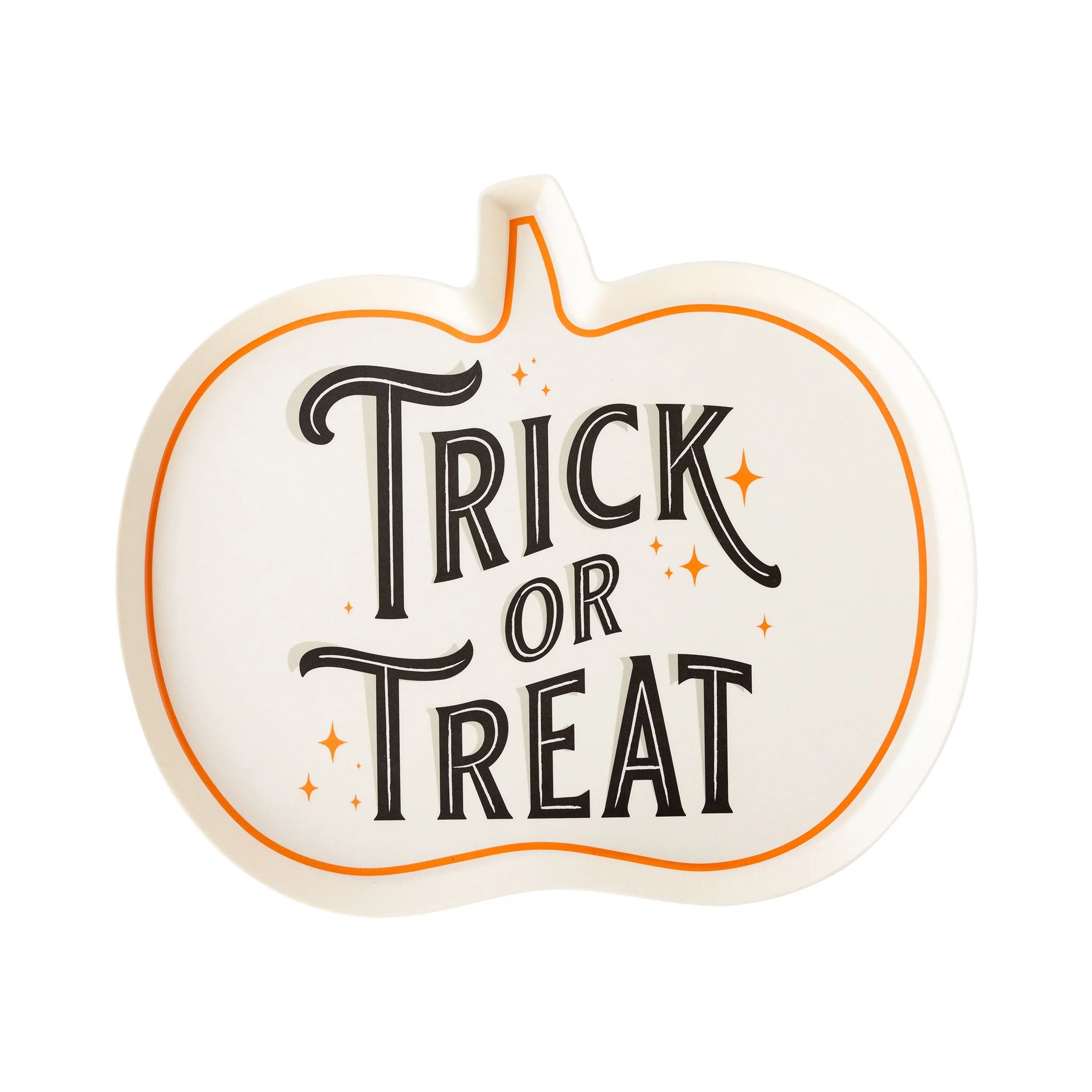 Trick or Treat Pumpkin Shaped Bamboo Tray | My Mind's Eye