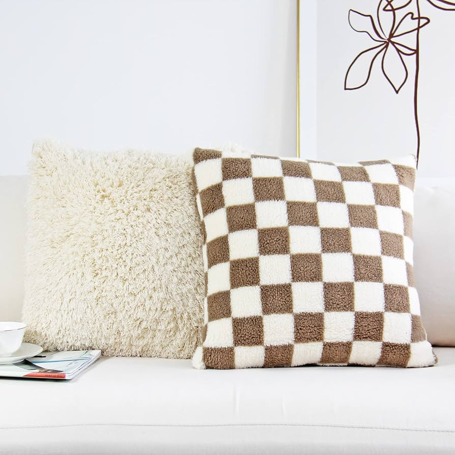 JOJUSIS Decorative Throw Pillow Covers Luxury Style Checkerboard Pattern Cushion Case Super Soft ... | Amazon (US)