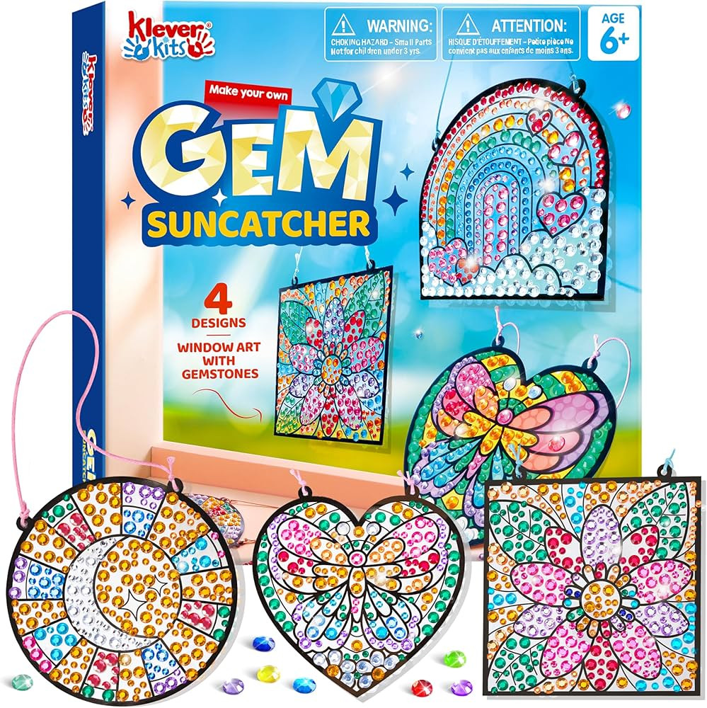 Klever Kits 4PCS Window Art Suncatcher Kits, Fun Gem Painting Kits, Diamond Art and Crafts for Bo... | Amazon (US)