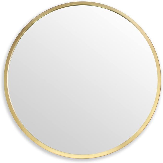 zenmag Round Wall Mirror, 30" Metal Framed Round Mirror, Large Bathroom Circle Mirror, Decorative... | Amazon (US)