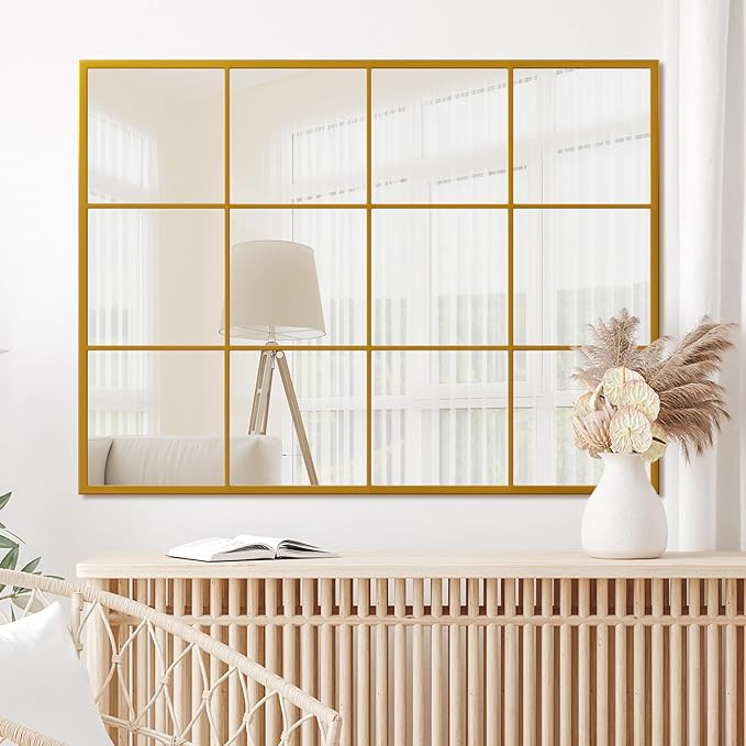 Rectangular Wall Mirror, 30" x 40" Window Decorative Mirrors, Metal Framed Wall Decor Farmhouse M... | Amazon (US)