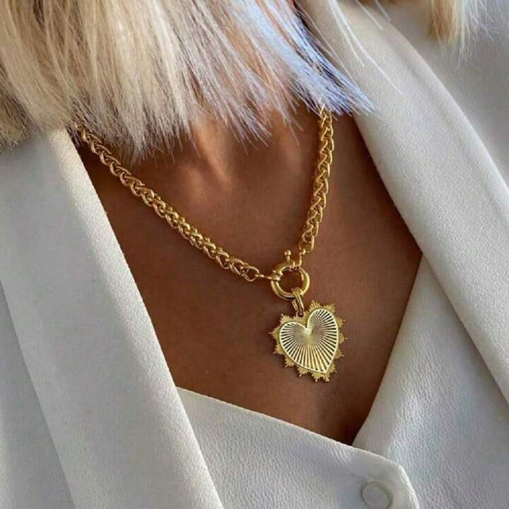 Creative Love Wedding Party Elegant Jewelry Minimalism Chain Metal Heart Letter 8 Charm Pendant N... | SHEIN