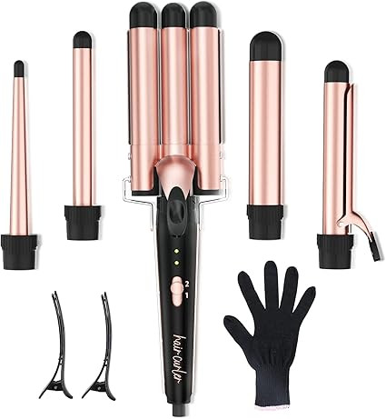 3 Barrel Curling Iron Curling Wand Set 5 in 1，hair curlers are PTC heating piece and tourmaline... | Amazon (CA)