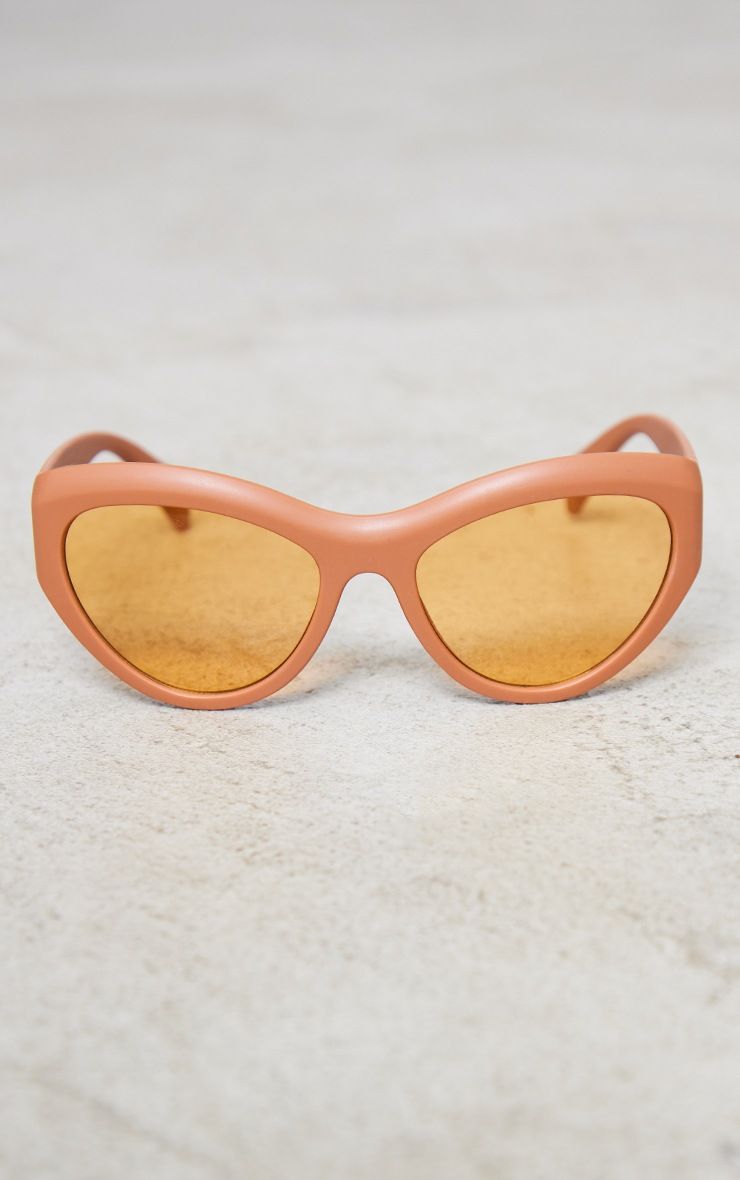 Brown Matte Frame Brown Lens Cat Eye Sunglasses | PrettyLittleThing US