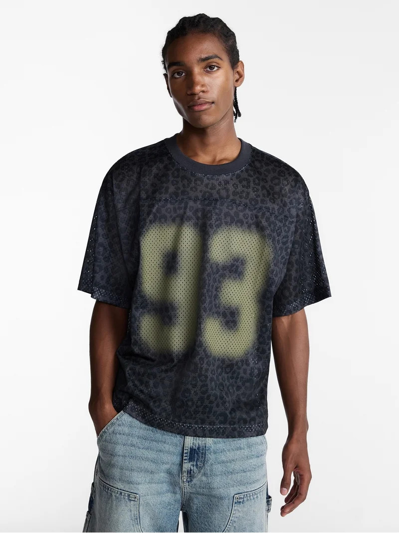 No Boundaries Graphic Boxy Fit Mesh Jersey Style Shirt, Men's XS-5XL | Walmart (US)
