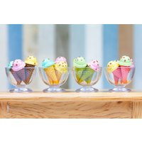 Dollhouse Miniatures Colorful Soft Serve Chocolate Chip Sorbet Cone Ice Cream & Plastic Bowl Sweets Dessert Decorating [Color Optional] | Etsy (US)