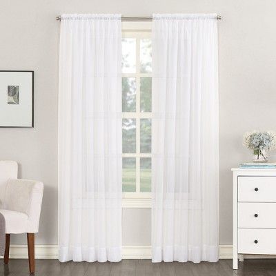 Emily Sheer Voile Rod Pocket Curtain Panel White 59"x108" - No. 918 | Target
