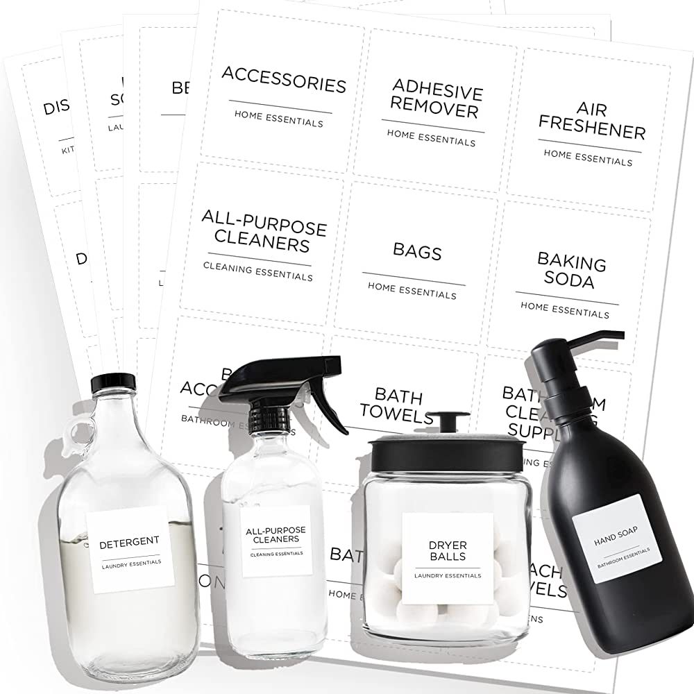 144 PCS Minimalist Laundry Room Labels Set, v2croft Water/Oil Resistant Stickers for Linen Closet... | Amazon (US)