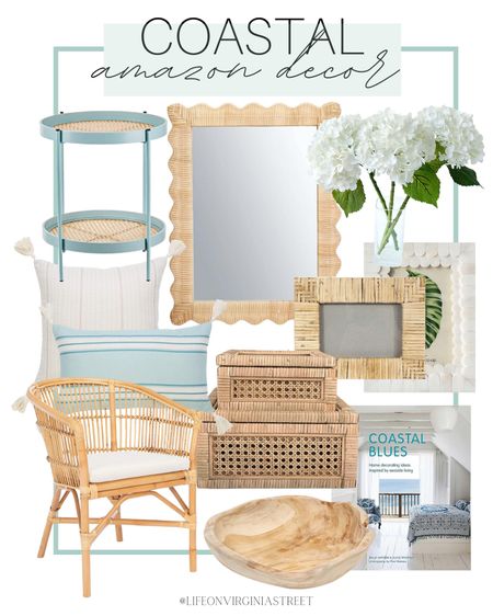 Coastal home decor roundup all from Amazon! This includes this rattan scalloped mirror, faux hydrangeas, picture frames, coffee table book, wood bowl, blue rattan metal side table, cane boxes, and throw pillows.

coastal home, coastal style, coastal home decor, amazon home decor, coastal amazon decor, living room decor, beach house decor, spring decor, amazon home, amazon finds, entry way decor, coffee table decor

#LTKSeasonal #LTKstyletip #LTKhome