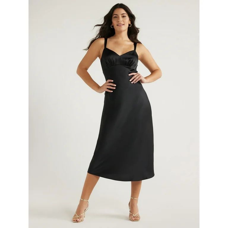 Sofia Jeans Women's and Women's Plus Slip Dress, Mid Calf Length, Sizes XS-5X - Walmart.com | Walmart (US)