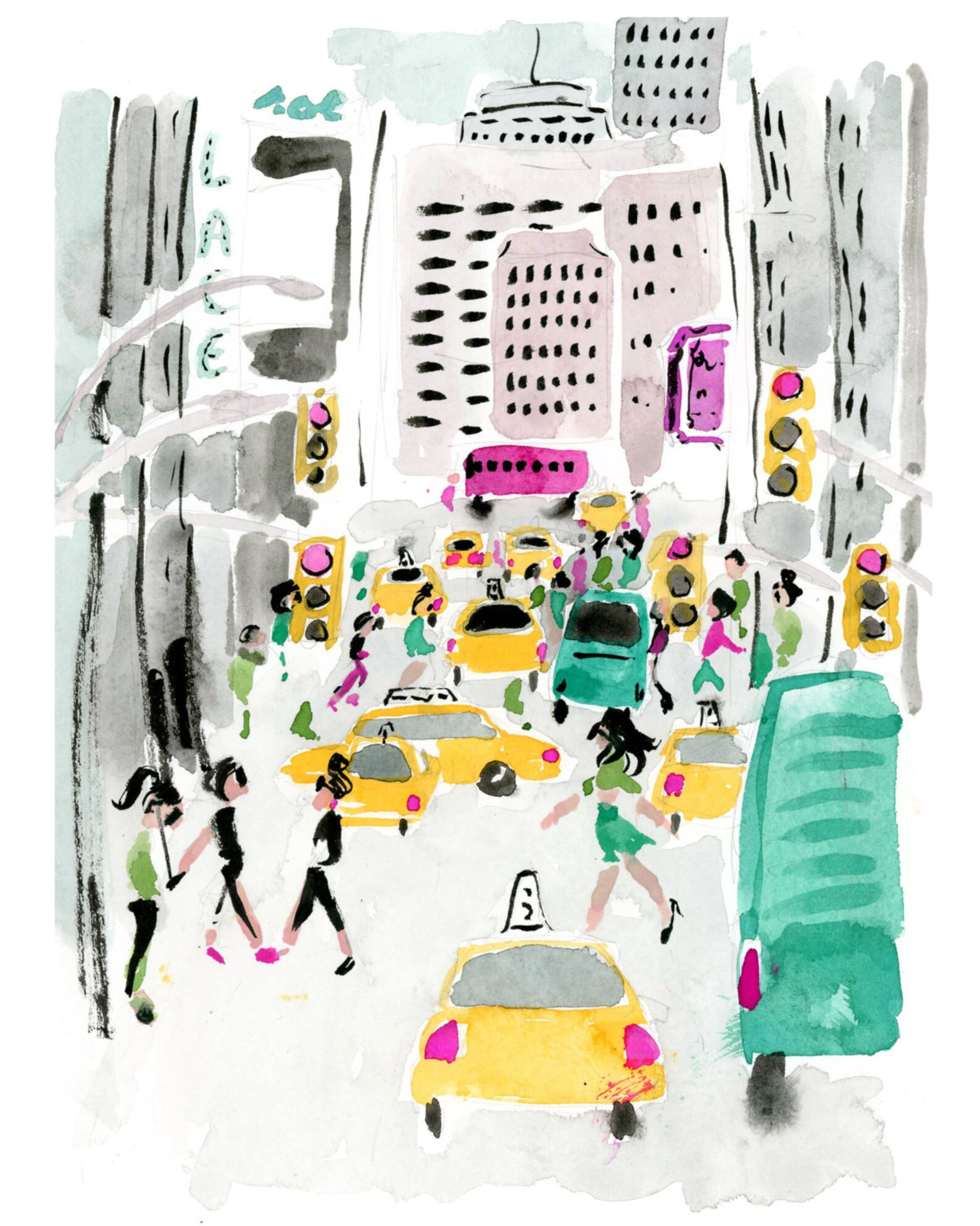 Art Print: NYC Midtown {cute Wall Art, Home Decorating, Housewarming, Original Painting, Watercol... | Etsy (US)