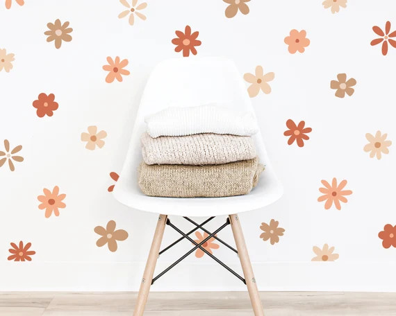 Flower Wall Decals  Daisy Wall Stickers Floral Nursery - Etsy | Etsy (US)