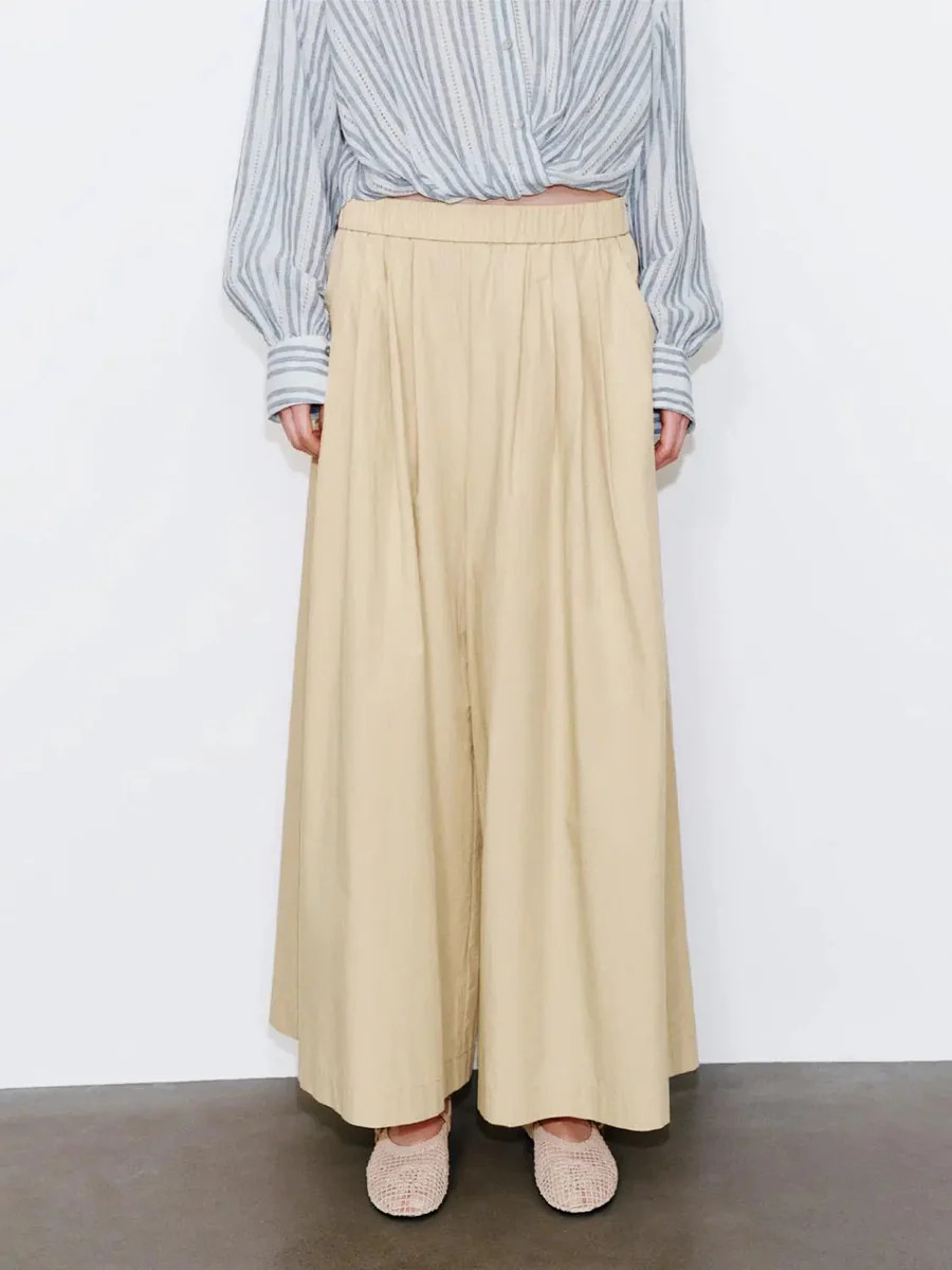 Pull On Pleated Wide Leg Pants | Urban Revivo