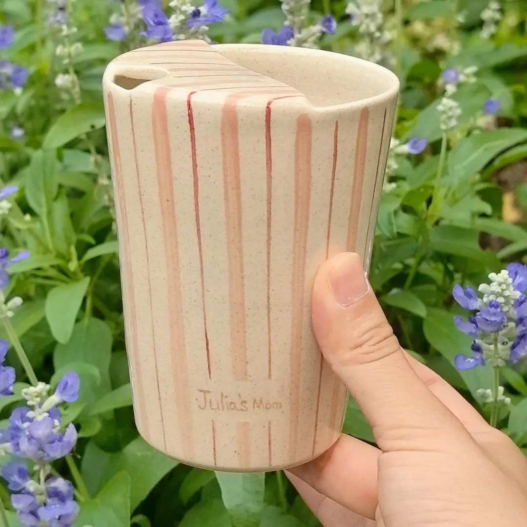 Custom Pink Striped Ceramic Travel Mug With Lid | Mothers Day Gift Idea | Custom Gift for Her - E... | Etsy (Global)