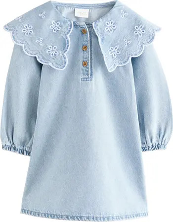 Kids' Embroidered Collar Denim Dress | Nordstrom