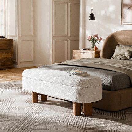 Click for more info about Joddie Upholstered Flip Top Storage Bench with Solid Wood Leg