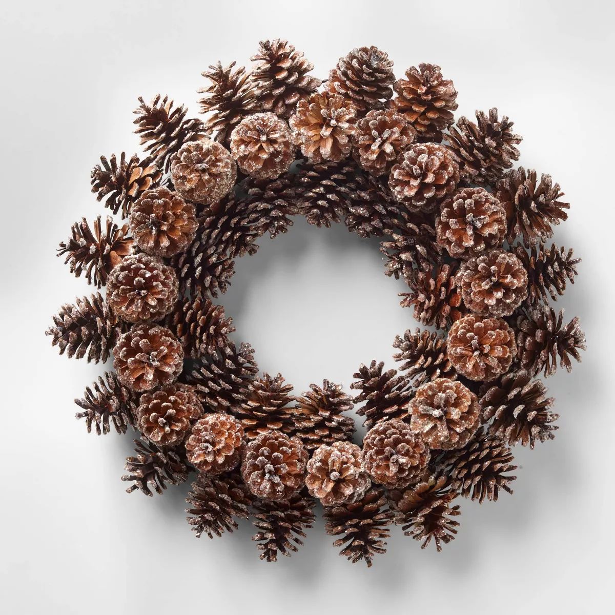 17.5" Unlit Brown Pinecone with Glitter Dried Christmas Wreath - Wondershop™ | Target