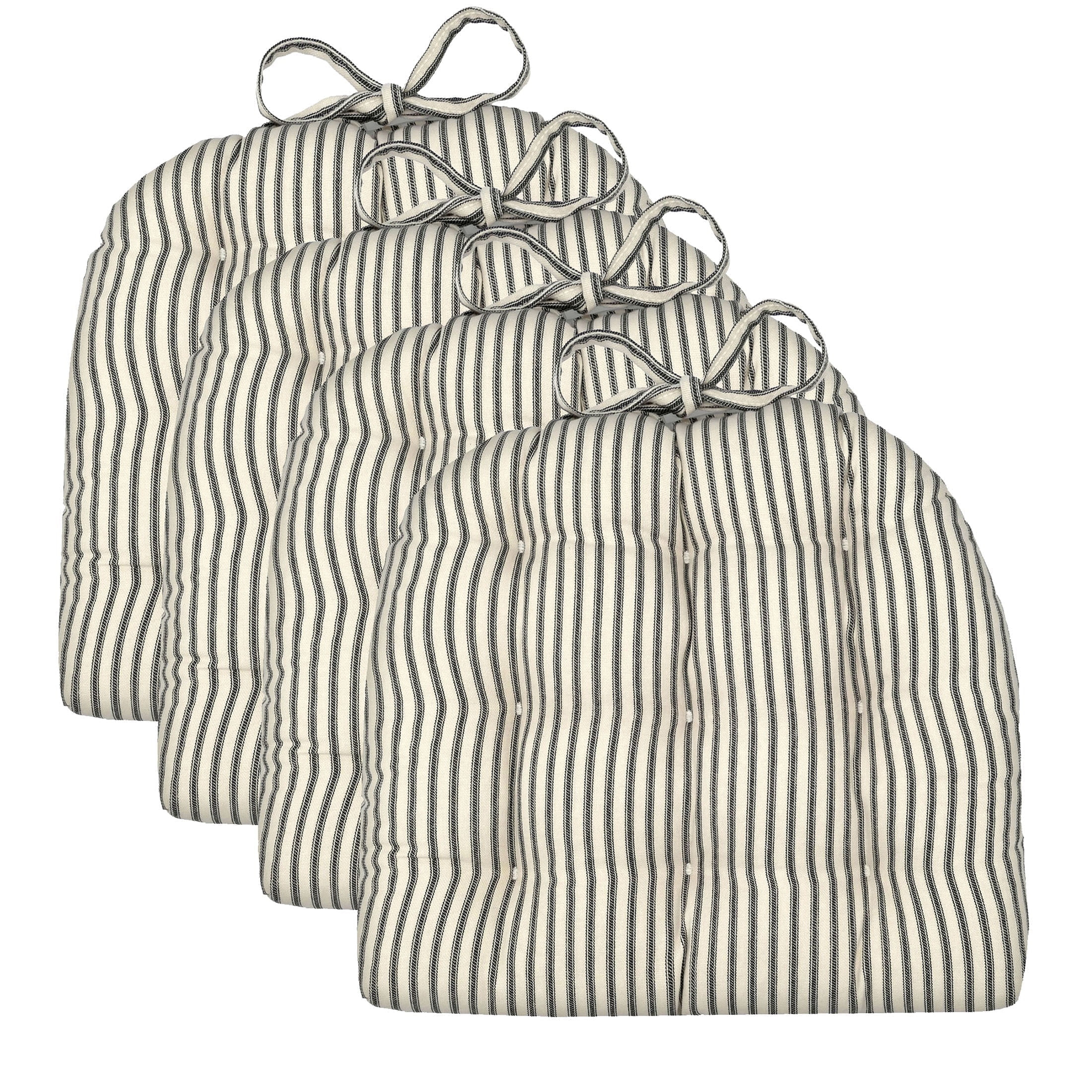Barnett Home Decor Tolix Chair Cushions - Ticking Stripe Black Industrial Style 14 x 14 - 100% Co... | Walmart (US)