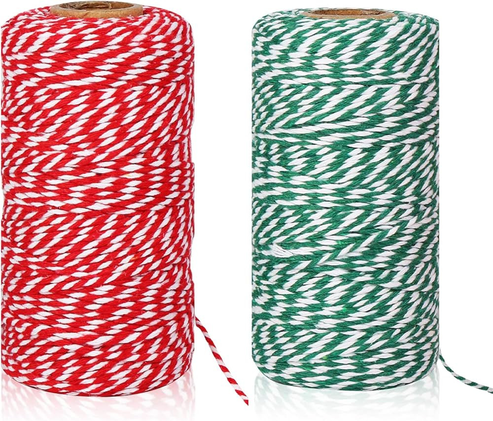 Christmas Twine, String Bakers Rope Twine Craft Twine Cotton Twine for Gift Wrapping Baking Twine... | Amazon (US)