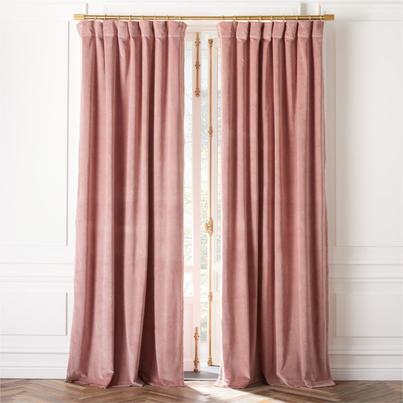 Smoked Mauve Organic Cotton Velvet Window Curtain Panel 48"x96'' + Reviews | CB2 | CB2