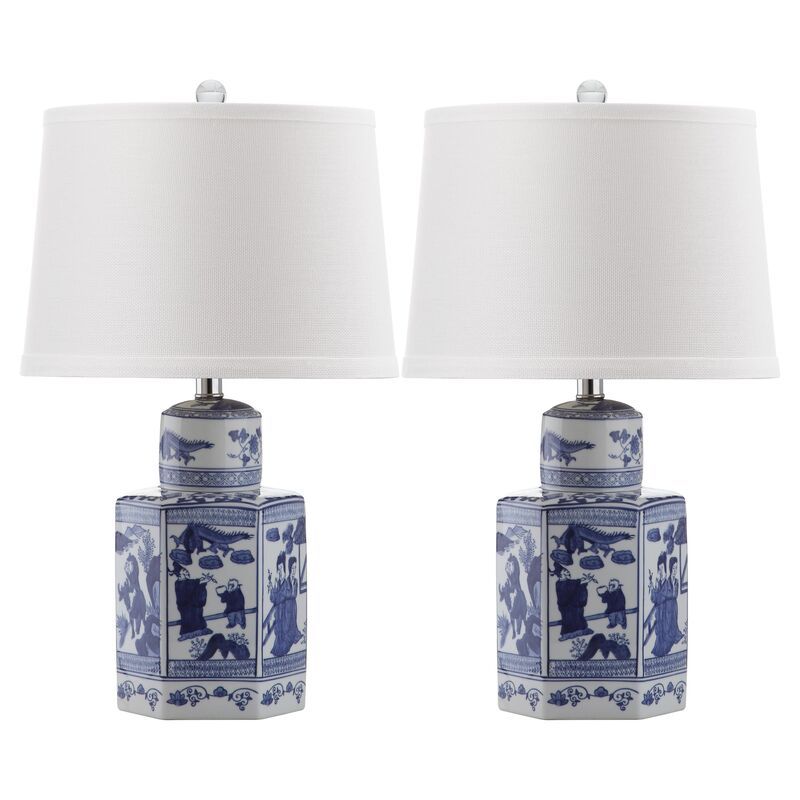 S/2 Junya Table Lamps, Blue/White | One Kings Lane