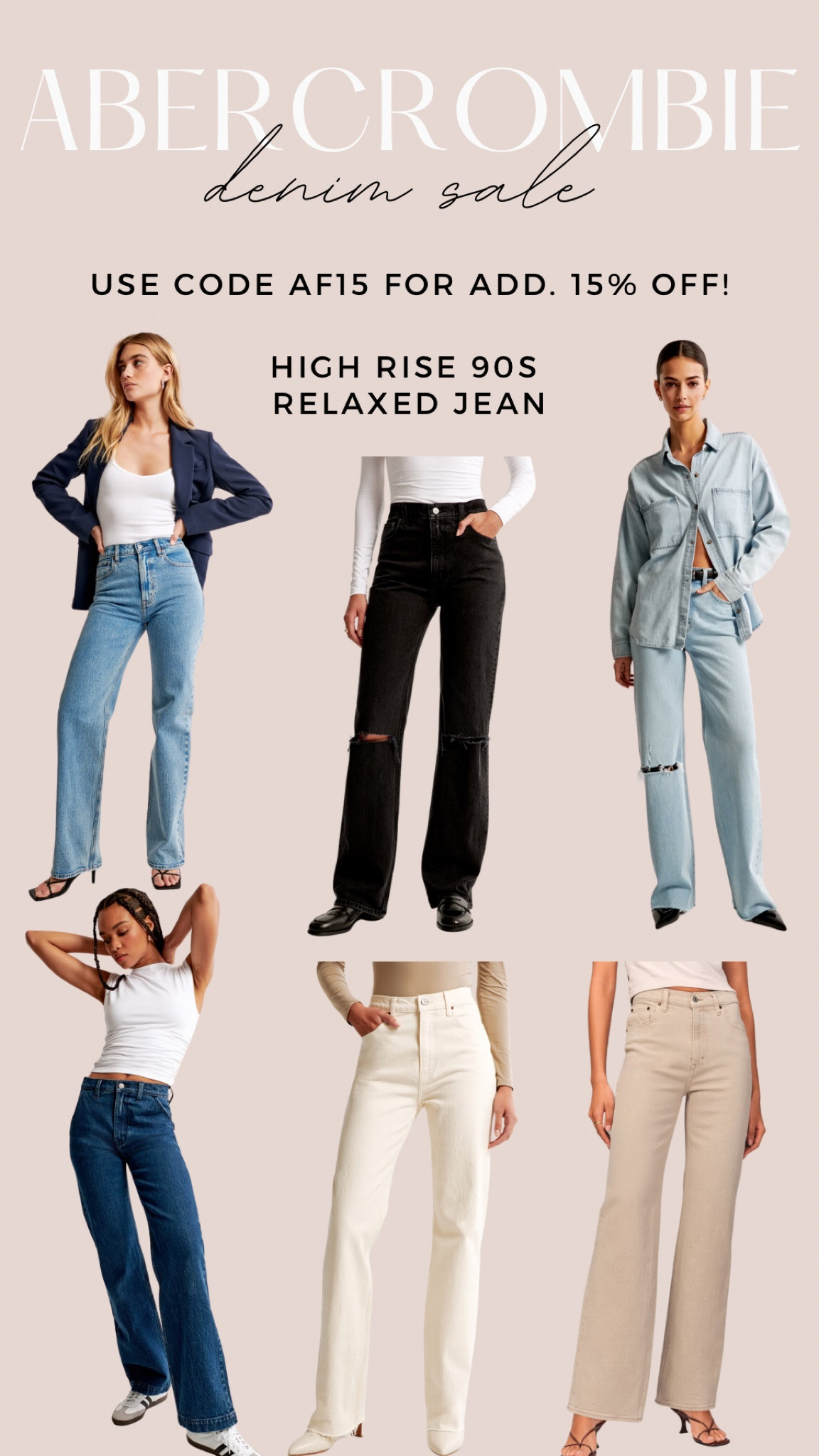 Abercrombie denim sale. Use code AF15.