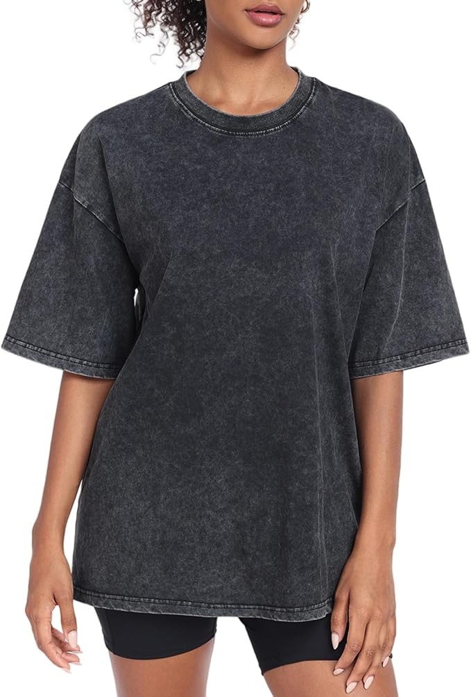 Womens Washed Vintage Oversized T-Shirt Baggy Workout Tops Short Sleeve Cotton Tshirts Streetwear... | Amazon (US)