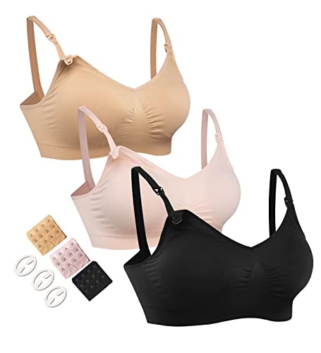 HOFISH 3PACK Full Bust Seamless Nursing Maternity Bras Bralette S-XXL with Extra Bra Extenders & ... | Amazon (US)