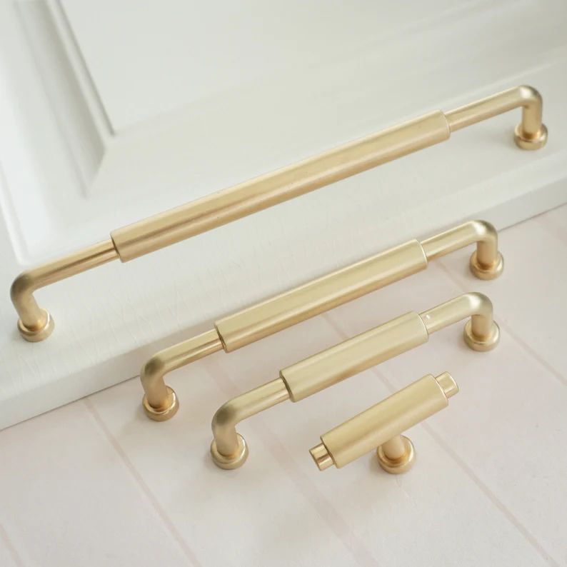 3.78'' 5'' 7.55" Brushed Brass Cabinet Handles Pulls Drawer Pulls T Bar Handles Dresser Pulls Bru... | Etsy (US)
